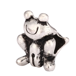 5 x Frog King Charms Beads Antique Silver Tone European Charm Beads  #MEC-15